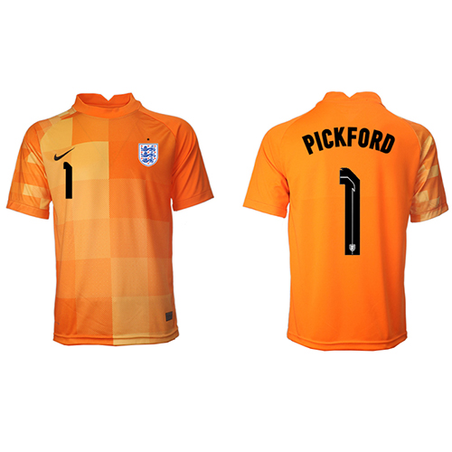 Anglicko Jordan Pickford #1 Brankarsky Vonkajší futbalový dres MS 2022 Krátky Rukáv